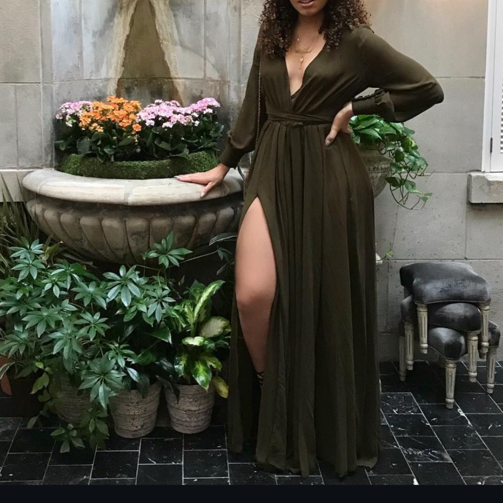 Naked wardrobe olive long sleeve dress 🫒 🍸 - Picture 3 of 7